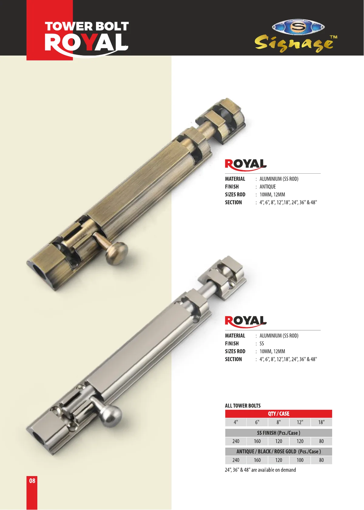 Tower Bolts — Royal